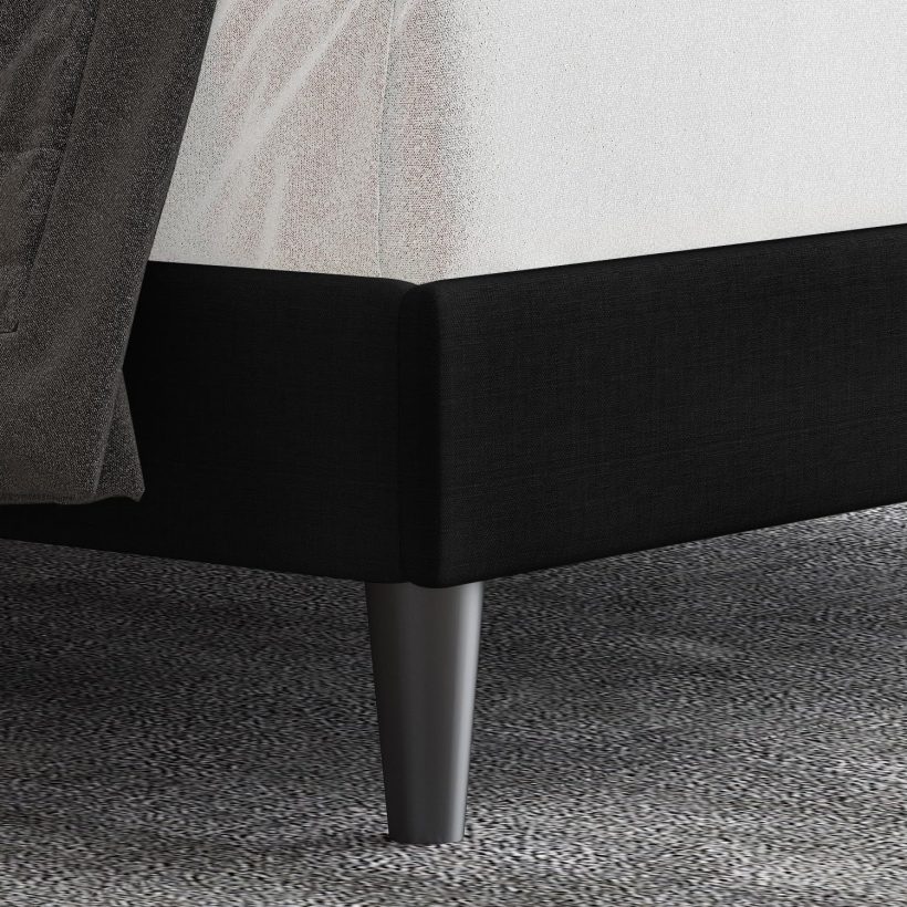 Allewie Full Size Upholstered Platform Bed Frame with Adjustable Headboard, Button Tufted, Wood Slat Support, Easy Assembly, Black - Image 8