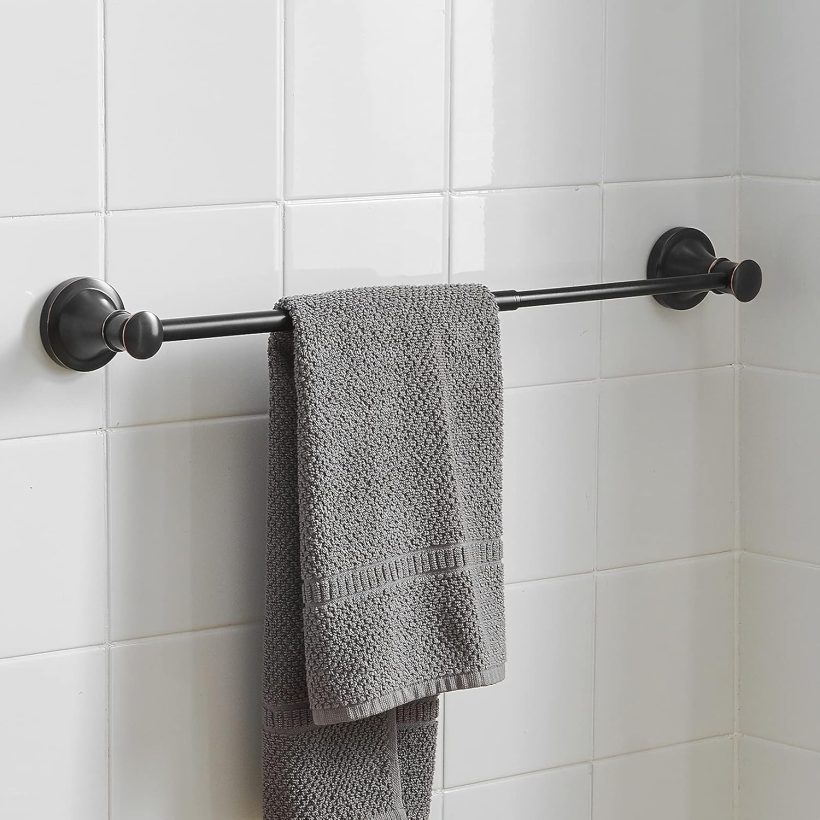 BESy Adjustable Bronze 16 to 28 Inch Bath Towel Bar Rack for Bathroom Towel Holder, Wall Mounted Towel Bar Rod Hanger Bathroom Hardware Accessories Hotel Style, Stainless Steel, Oil Rubbed Bronze - Image 6