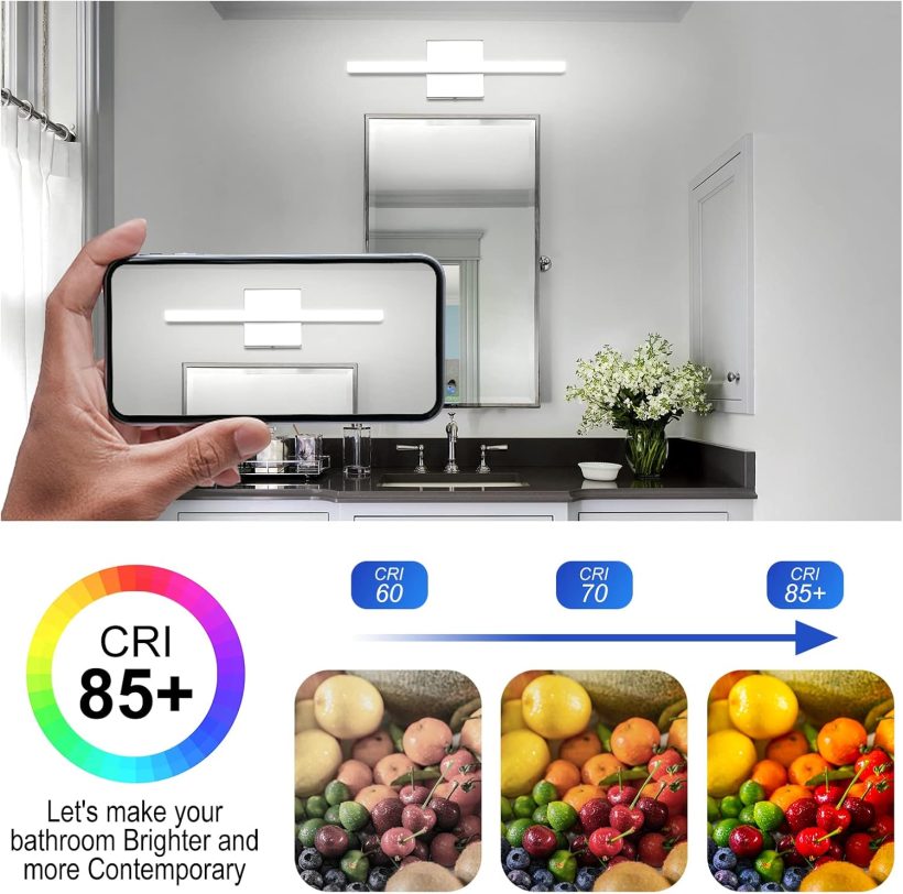 Combuh Modern Bathroom Light Fixtures Over Mirror 16 Inch IP44 9W Chrome Vanity Light Bar for Bathroom Wall Light Fixtures Cool White 6000K - Image 6
