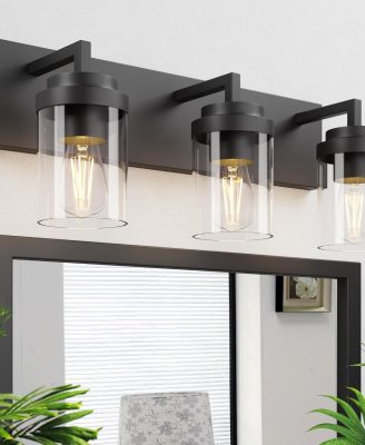 Espird Bathroom Vanity Light, 3 Light Matte Black Vanity Lights with Clear Glass Shade, 22in Modern Wall Sconces, Bathroom Lighting Fixtures Over Mirror for Living Room