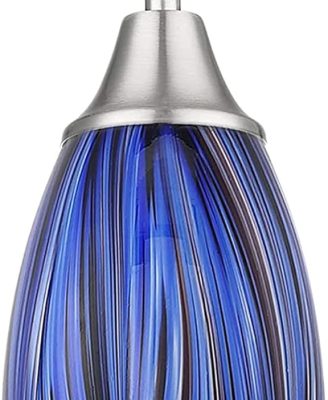 Mini Art Glass Dark Blue Pendant Lights Kitchen Island Hand Blown Mini Glass Pendant Lights with Brush Nickel Finish Adjustable Cord for Kitchen Over Sink,Hallway,Dining Room,Stairsway